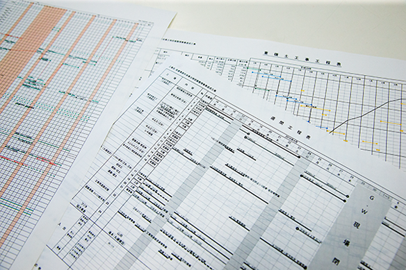 週間工程表、月間行程表、重機土木工事行程表